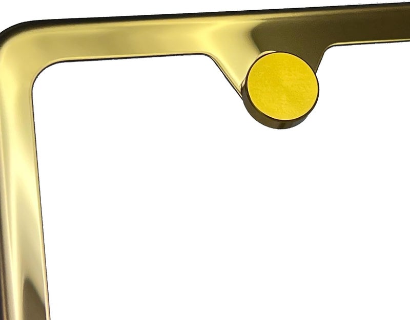 NAROWAN Color: Gold - License Plate Screws - Stainless Steel, Set of 4 Fasteners - for Front or Rear License Plates, Frames or Covers on Car, Truck, SUVs - Rustproof, Self Tapping and M6 Screws Aluminum caps - Image 2